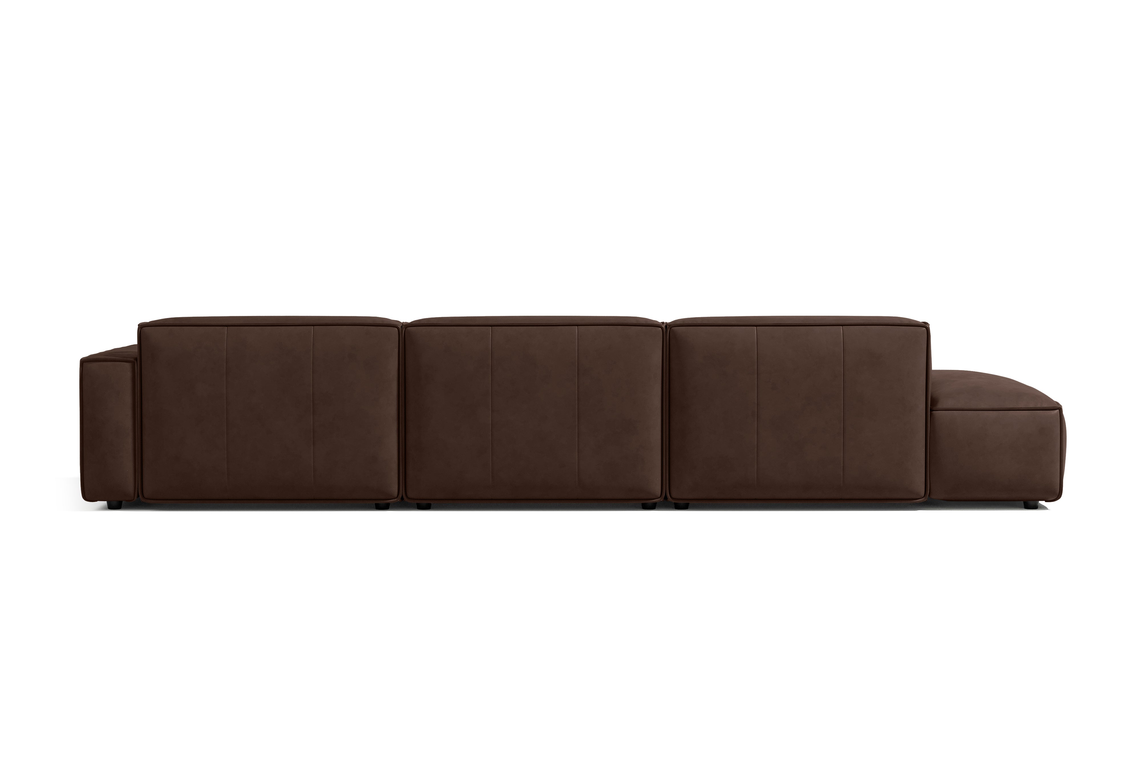 Valencia Nathan Full Aniline Leather Modular Sofa with Down Feather, Trio Right Chaise, Dark Chocolate