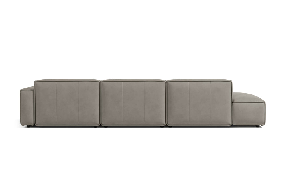 Valencia Nathan Full Aniline Leather Modular Sofa with Down Feather, Trio Right Chaise, Grey