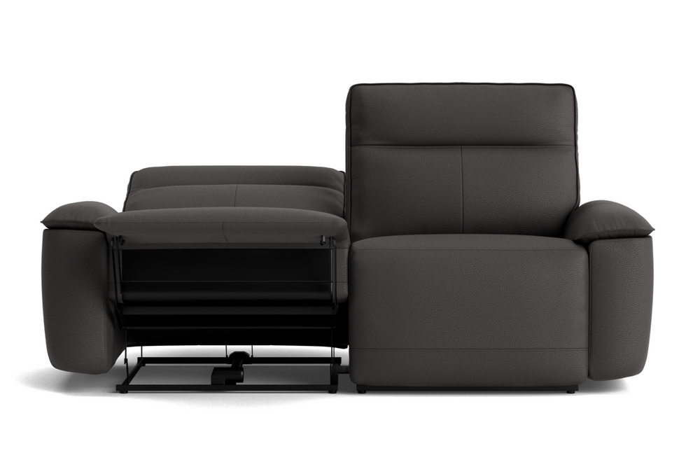 Valencia Nero Leather Loveseat Dual Recliner Sofa, Black