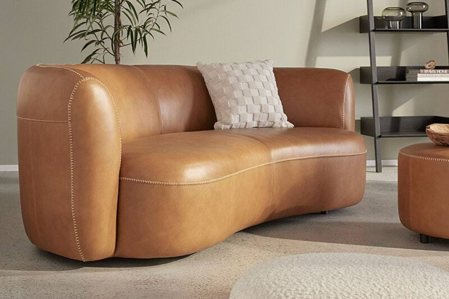 Valencia Nettie Leather Loveseat Sofa, Cognac