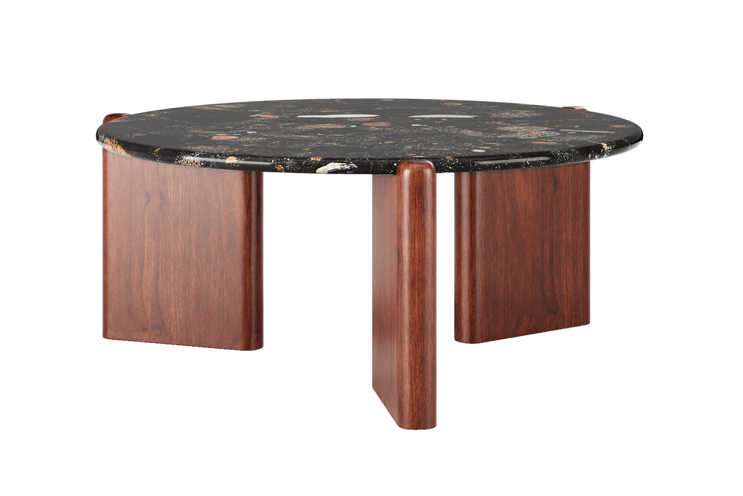 Valencia Nora Marble Coffee Table, Black, Patterned