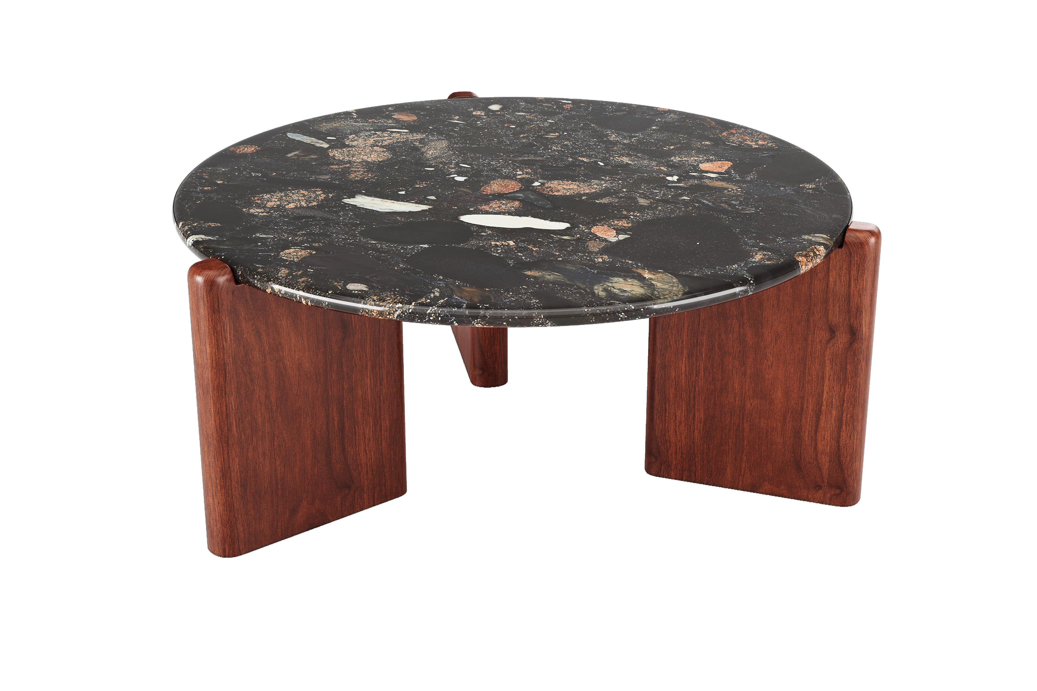 Valencia Nora Marble Coffee Table, Black, Patterned