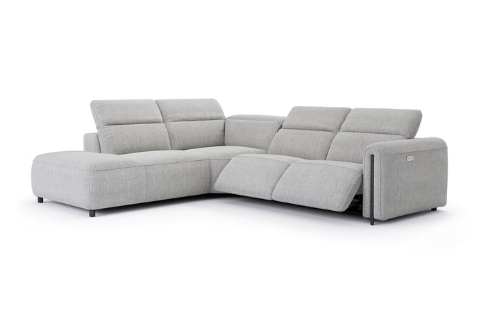 Valencia Octavia Fabric Reclining Sectional Cloud Sofa, L-Shape with Left Chaise, Light Grey