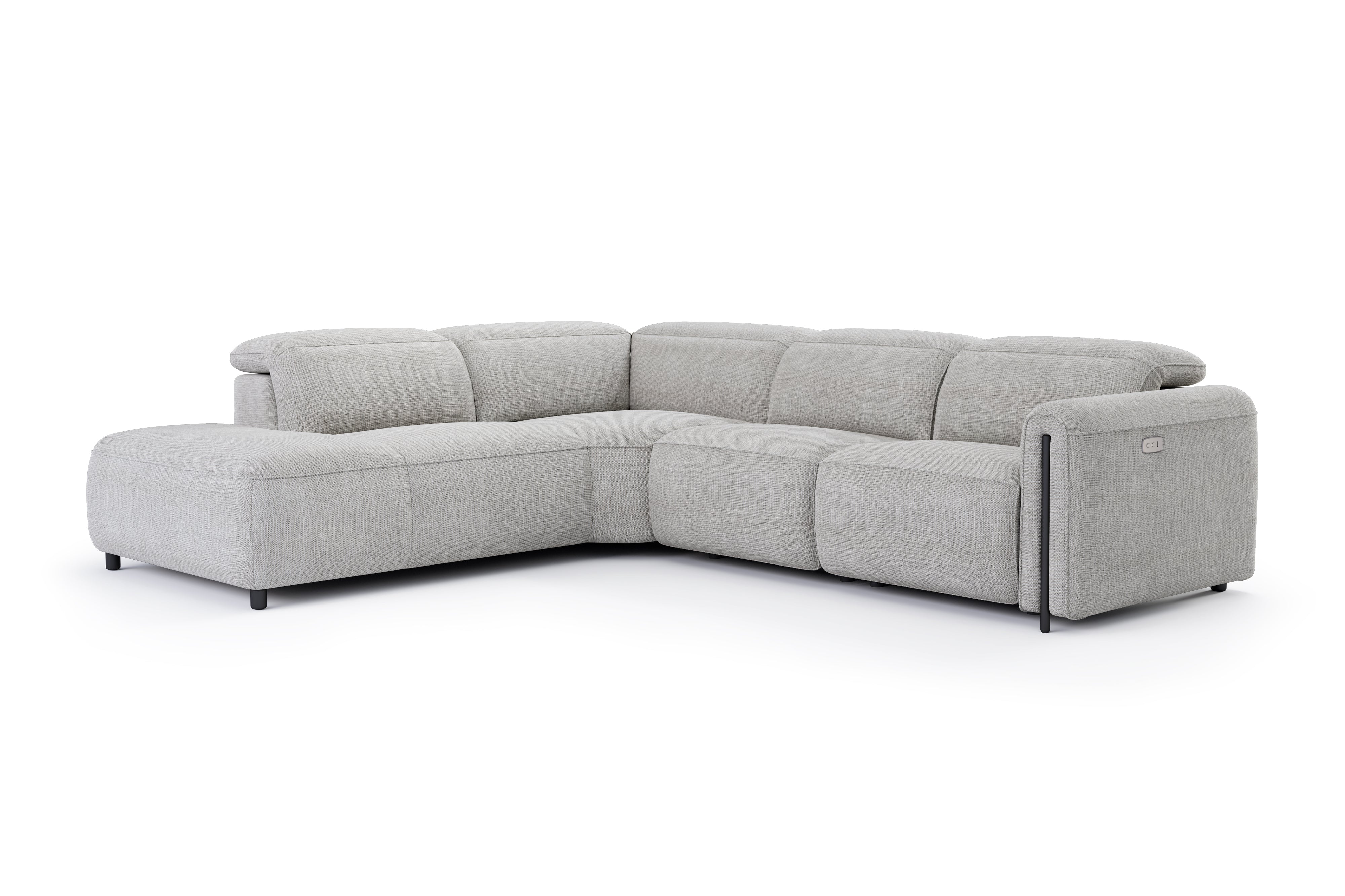 Valencia Octavia Fabric Reclining Sectional Cloud Sofa, L-Shape with Left Chaise, Light Grey