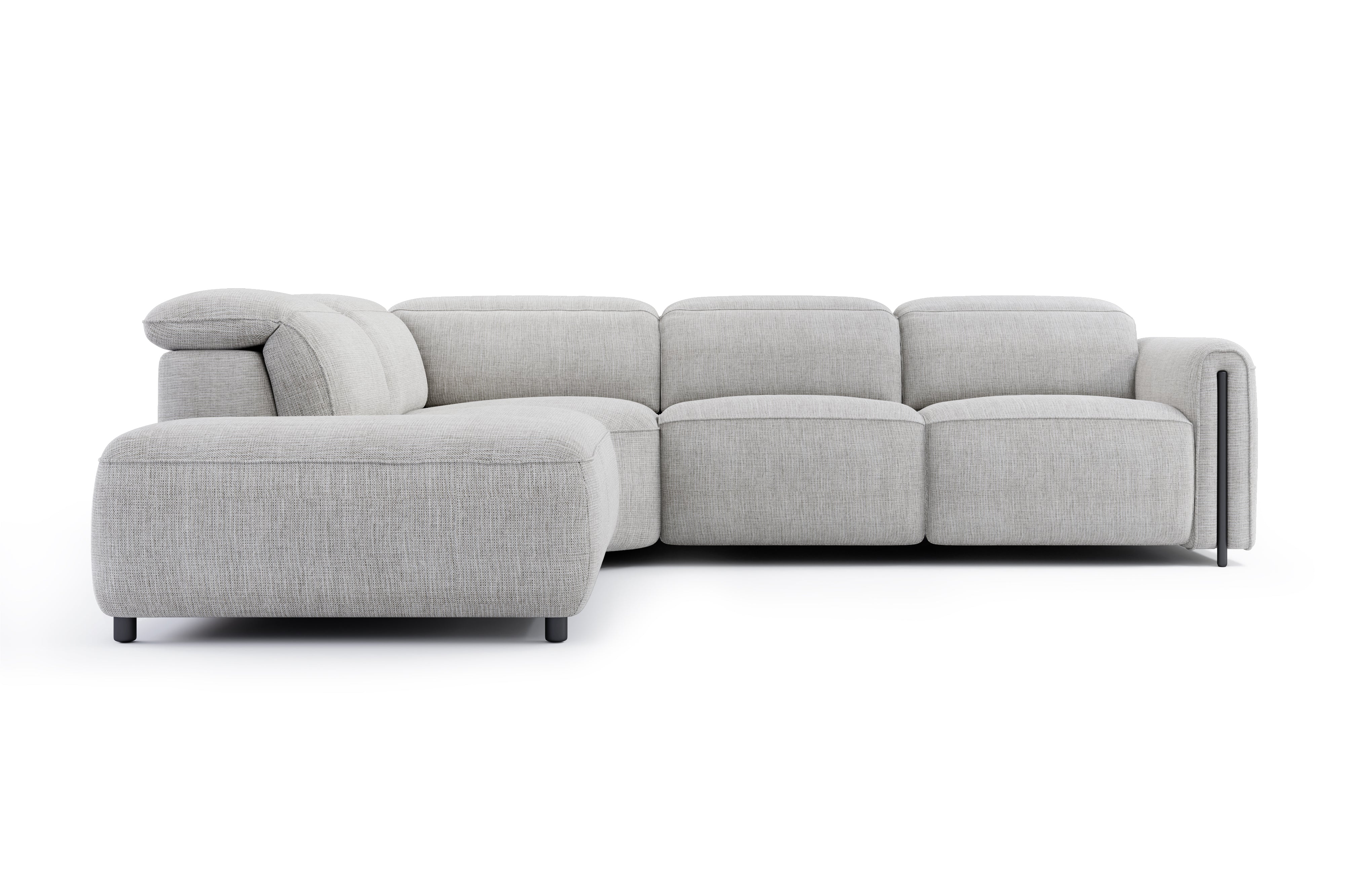 Valencia Octavia Fabric Reclining Sectional Cloud Sofa, L-Shape with Left Chaise, Light Grey