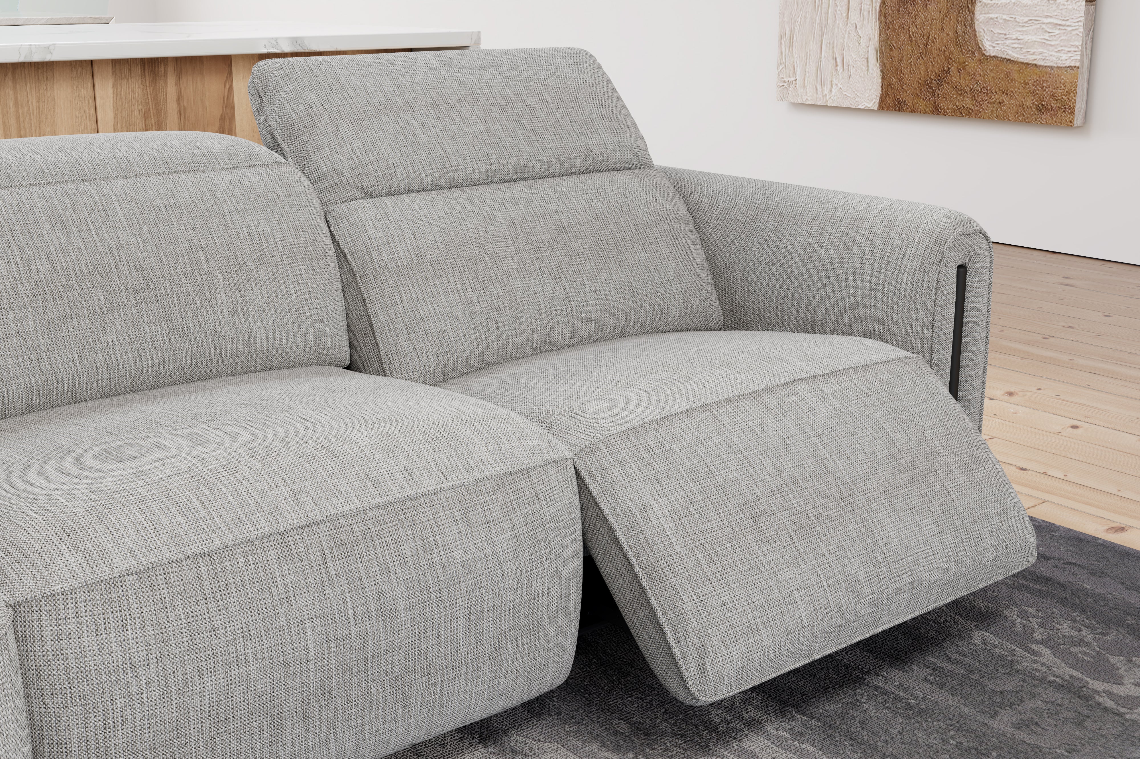 Valencia Octavia Fabric Reclining Sectional Cloud Sofa, L-Shape with Left Chaise, Light Grey