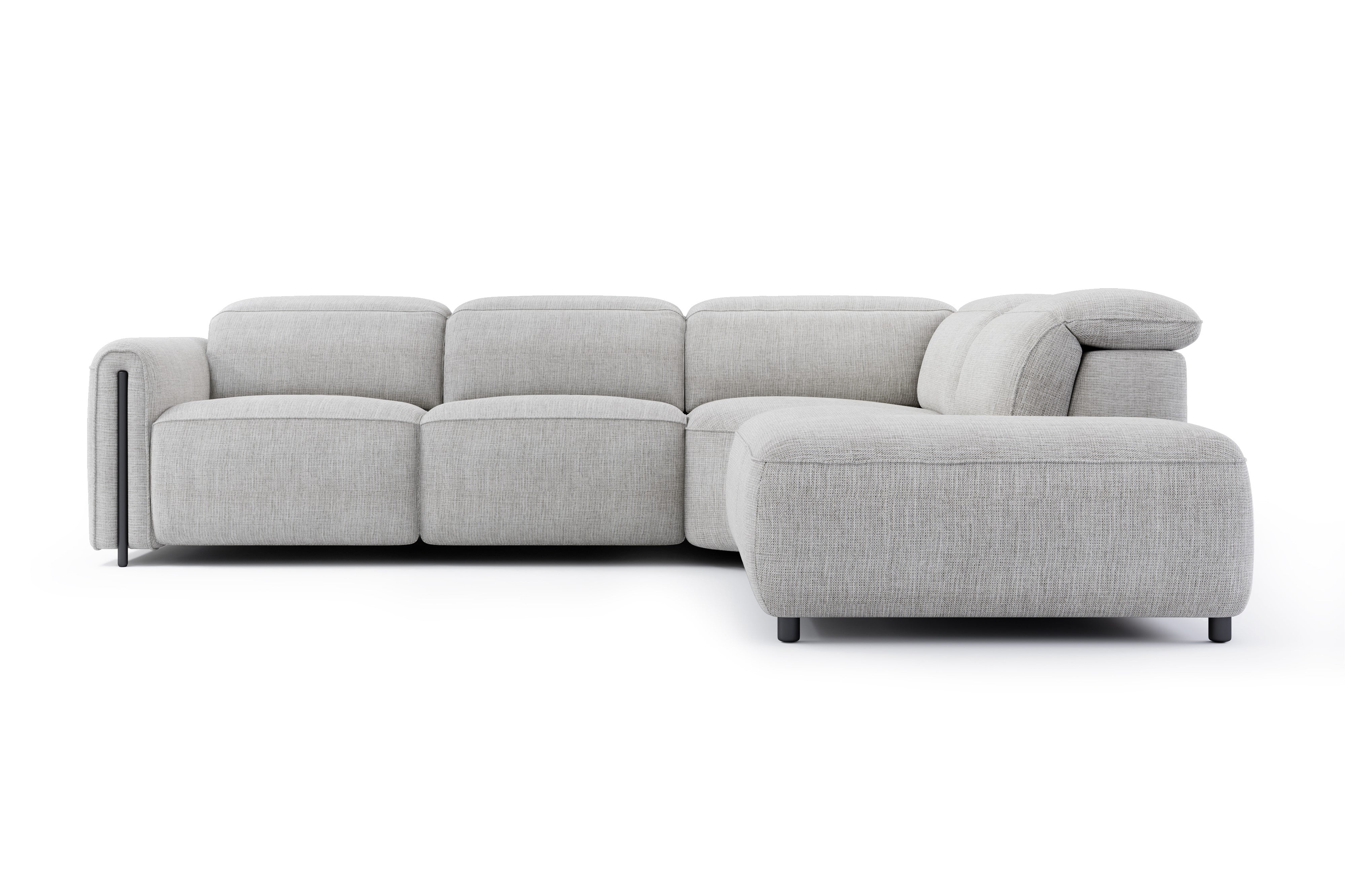 Valencia Octavia Fabric Reclining Sectional Cloud Sofa, L-Shape with Right Chaise, Light Grey