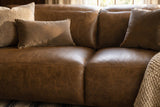 Octavia dual Reclining Sofa in distressed Italian aniline leather