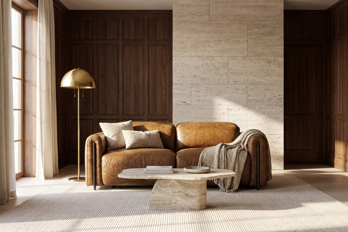 Octavia dual Reclining Sofa in distressed Italian aniline leather