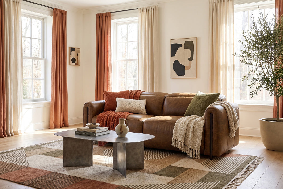 Octavia dual Reclining Sofa in distressed Italian aniline leather