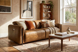 Octavia dual Reclining Sofa in distressed Italian aniline leather