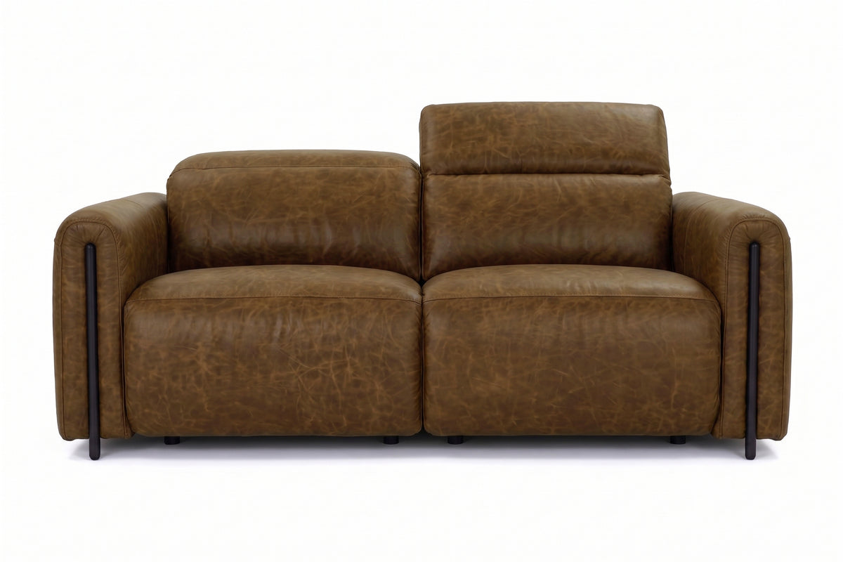 Octavia dual Reclining Sofa in distressed Italian aniline leather