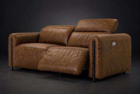 Octavia Distressed Italian Aniline Leather Dual Reclining Sofa