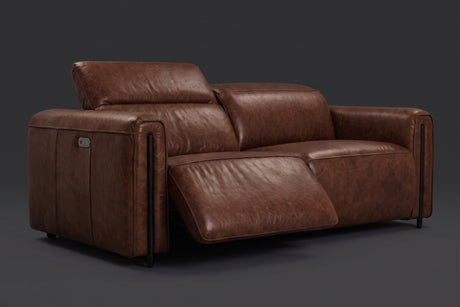 Octavia Distressed Italian Aniline Leather Dual Reclining Sofa