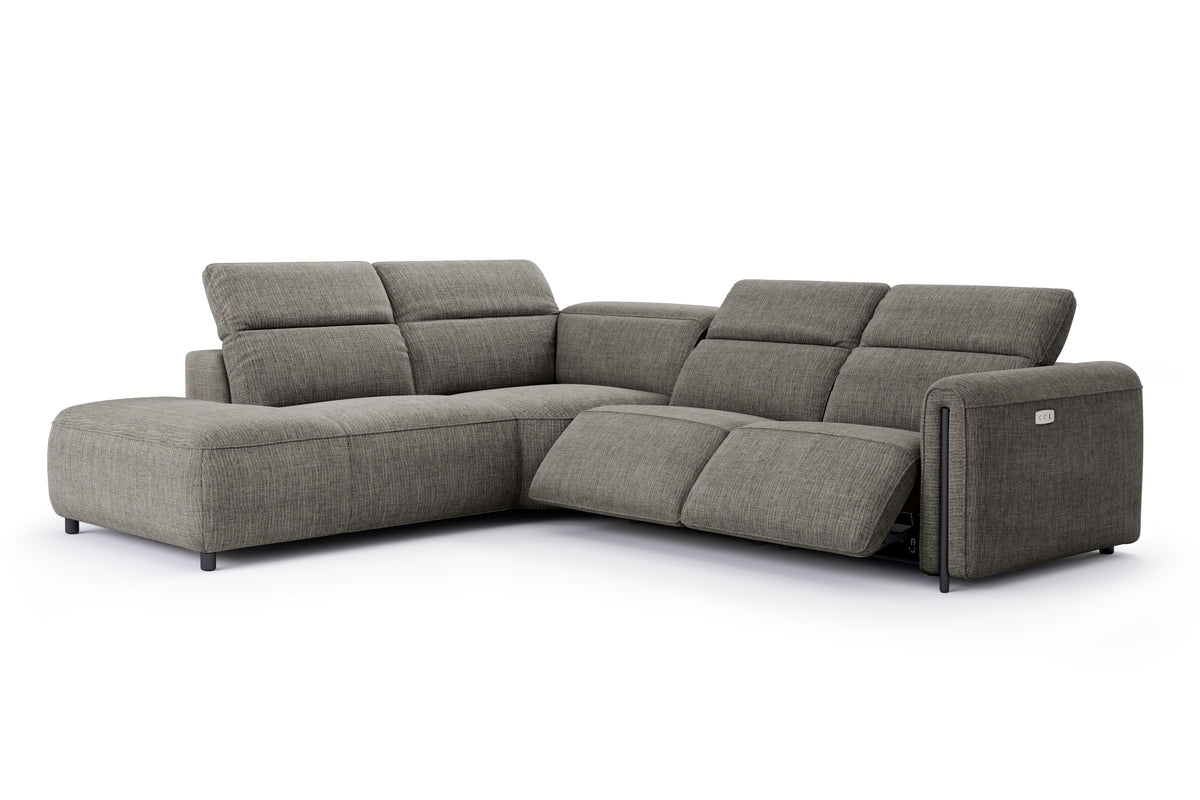 Valencia Octavia Fabric Reclining Sectional Cloud Sofa, L-Shape with Left Chaise, Dark Grey