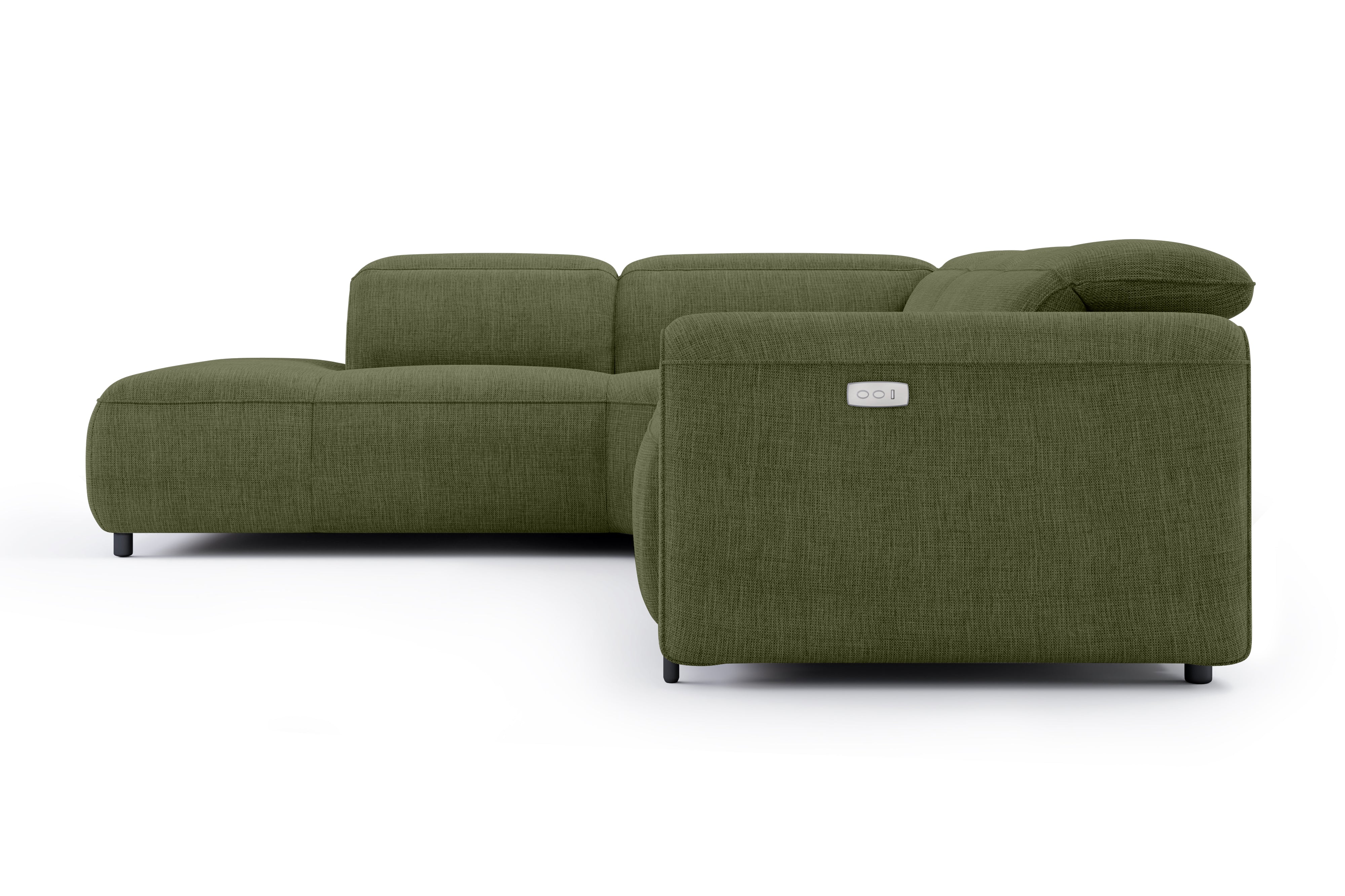 Valencia Octavia Fabric Reclining Sectional Cloud Sofa, L-Shape with Left Chaise, Olive Green