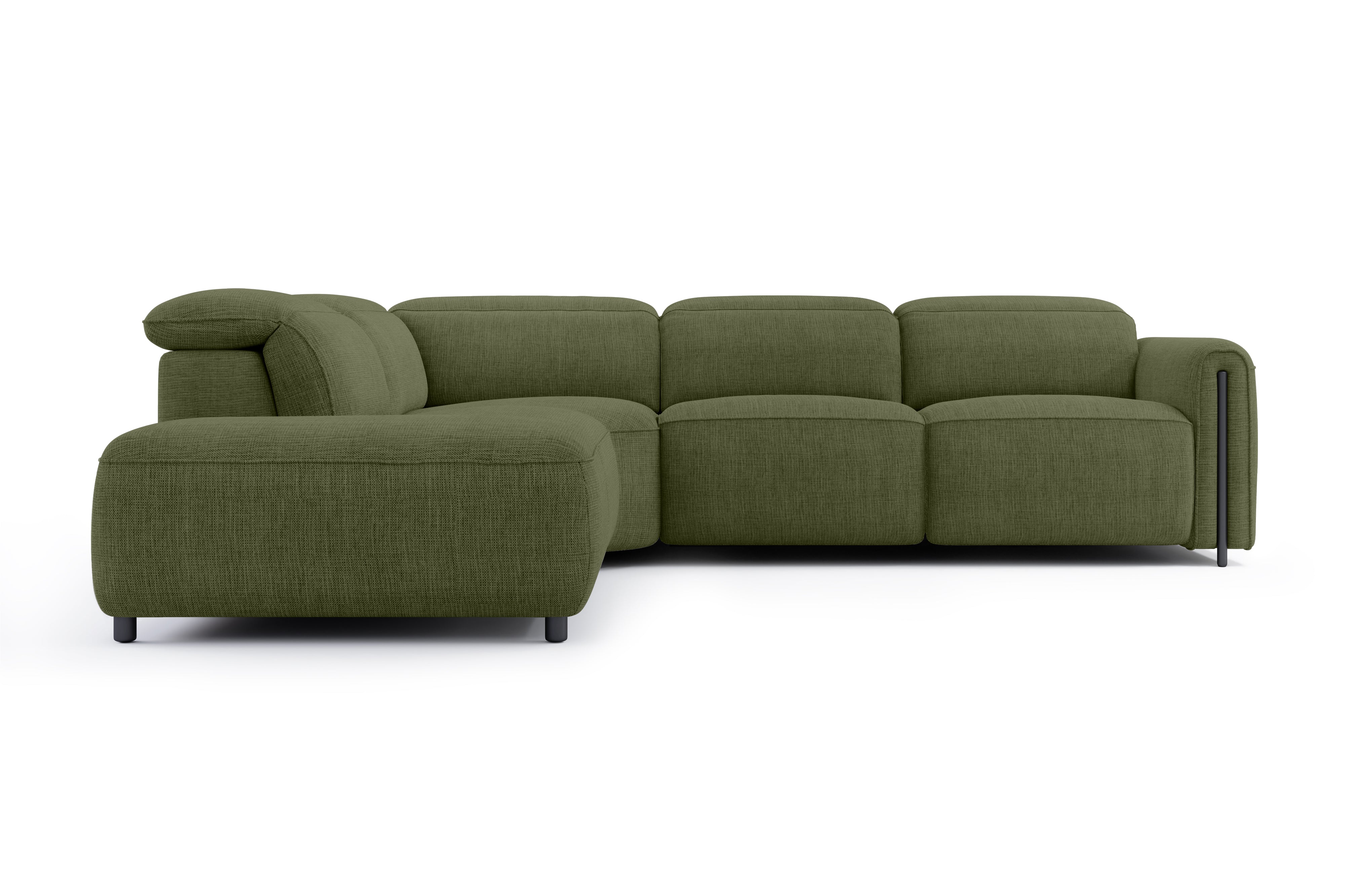 Valencia Octavia Fabric Reclining Sectional Cloud Sofa, L-Shape with Left Chaise, Olive Green