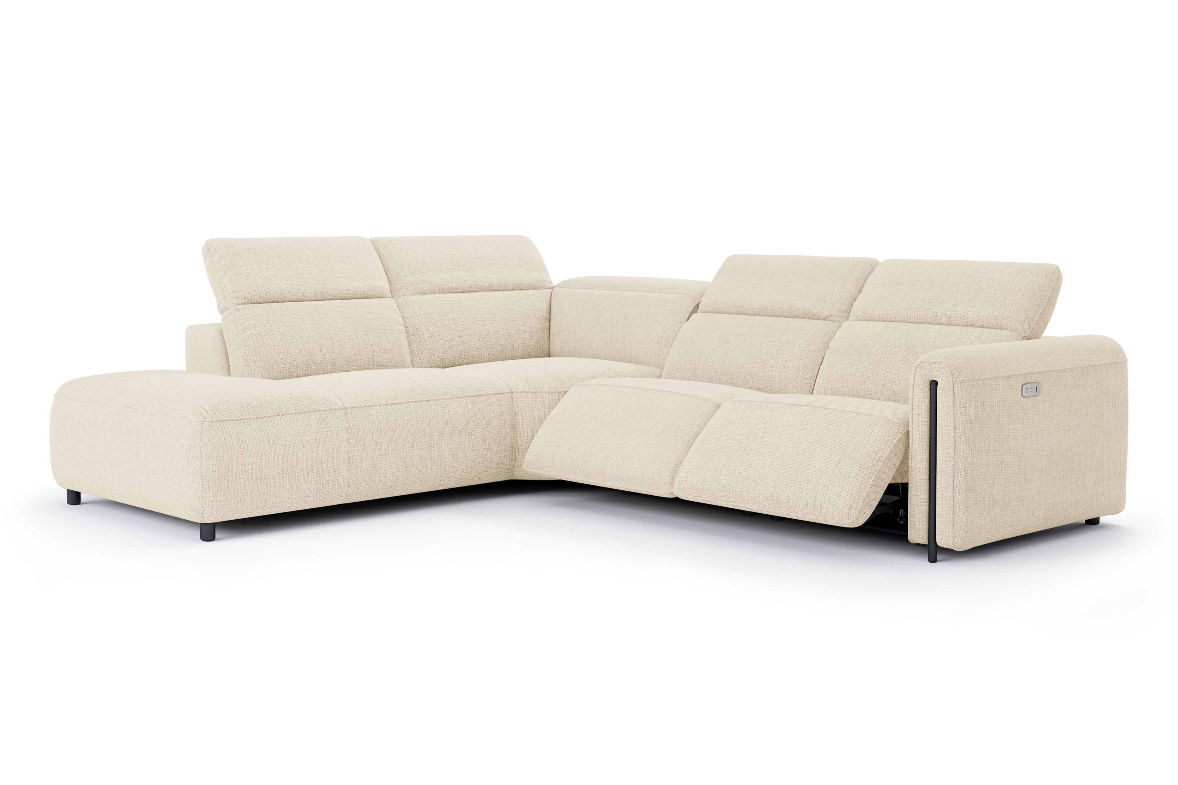 Valencia Octavia Fabric Reclining Sectional Cloud Sofa, L-Shape with Left Chaise, Beige