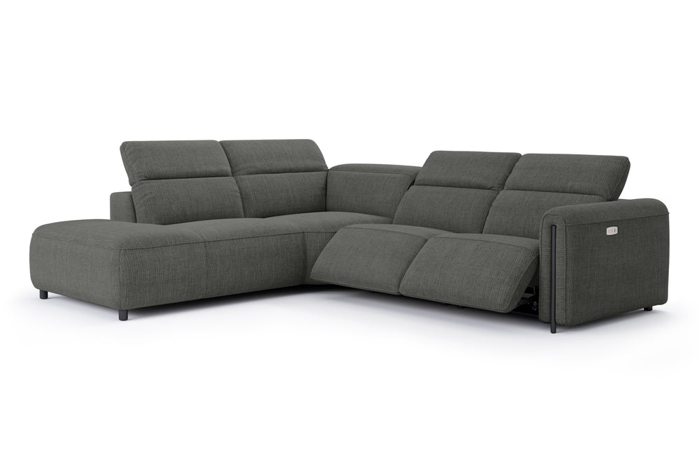 Valencia Octavia Fabric Reclining Sectional Cloud Sofa, L-Shape with Left Chaise, Dark Grey