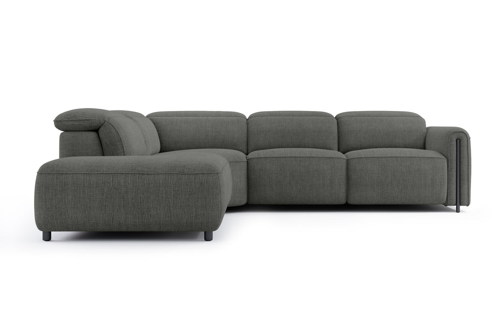 Valencia Octavia Fabric Reclining Sectional Cloud Sofa, L-Shape with Left Chaise, Dark Grey