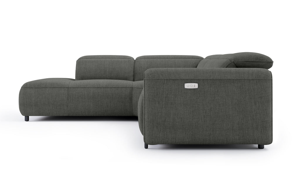 Valencia Octavia Fabric Reclining Sectional Cloud Sofa, L-Shape with Left Chaise, Dark Grey