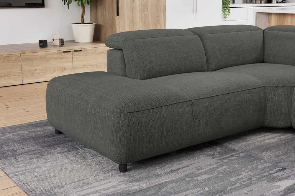 Valencia Octavia Fabric Reclining Sectional Cloud Sofa, L-Shape with Left Chaise, Dark Grey