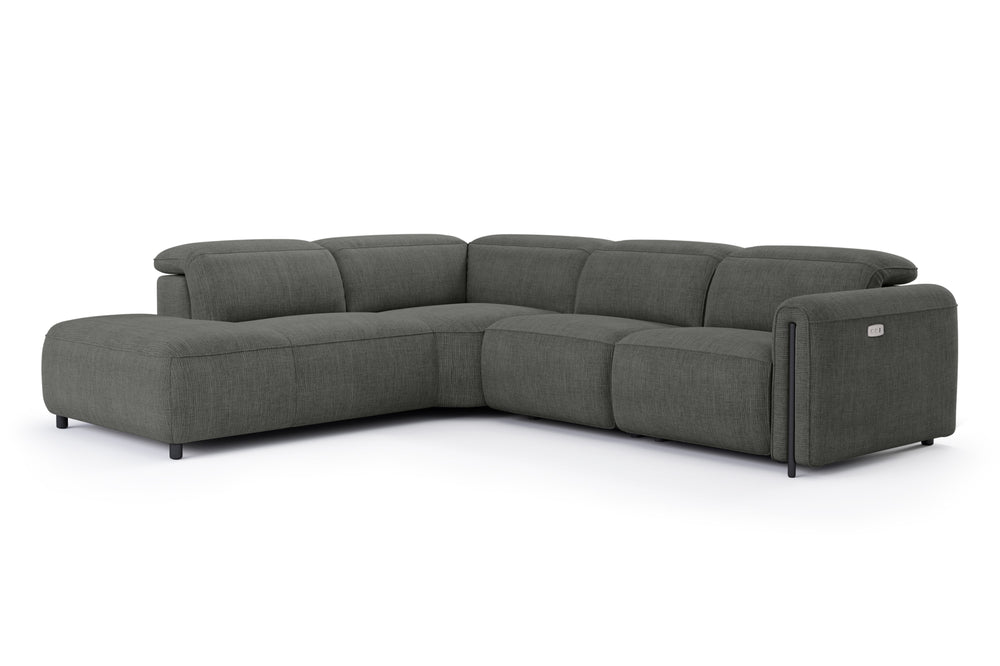 Valencia Octavia Fabric Reclining Sectional Cloud Sofa, L-Shape with Left Chaise, Dark Grey