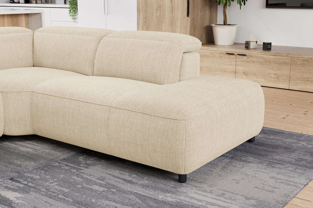 Valencia Octavia Fabric Reclining Sectional Cloud Sofa, L-Shape with Right Chaise, Beige