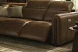 Octavia reclining Corner Sectional in distressed Italian aniline leather