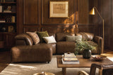 Octavia reclining Corner Sectional in distressed Italian aniline leather