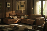 Octavia reclining Corner Sectional in distressed Italian aniline leather