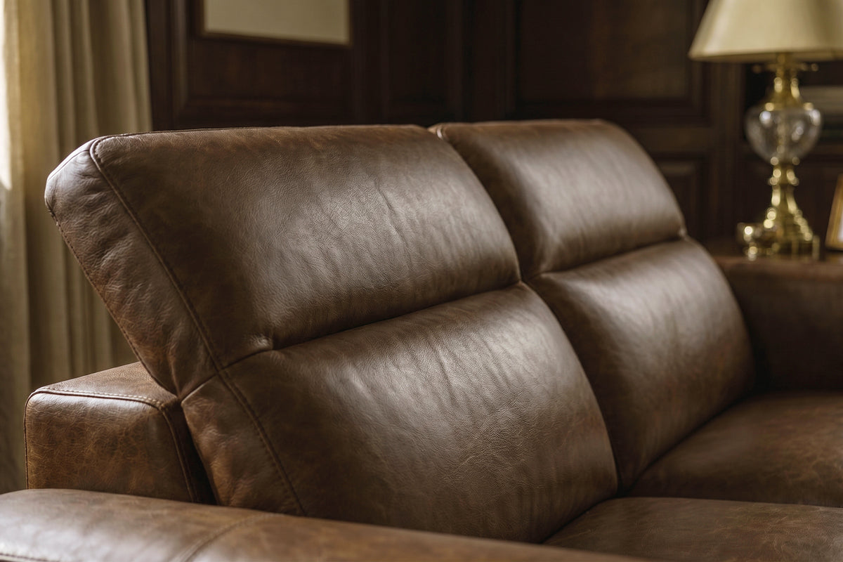 Octavia reclining Corner Sectional in distressed Italian aniline leather