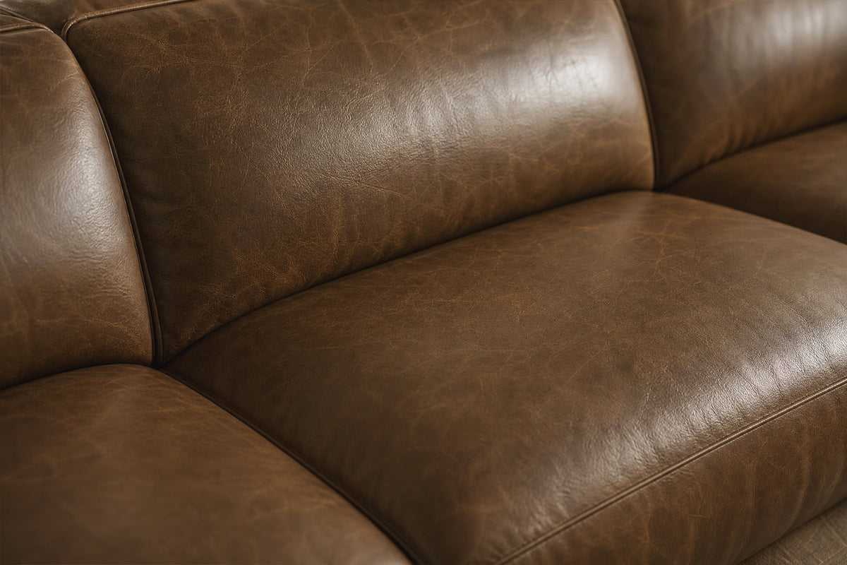 Octavia reclining Corner Sectional in distressed Italian aniline leather