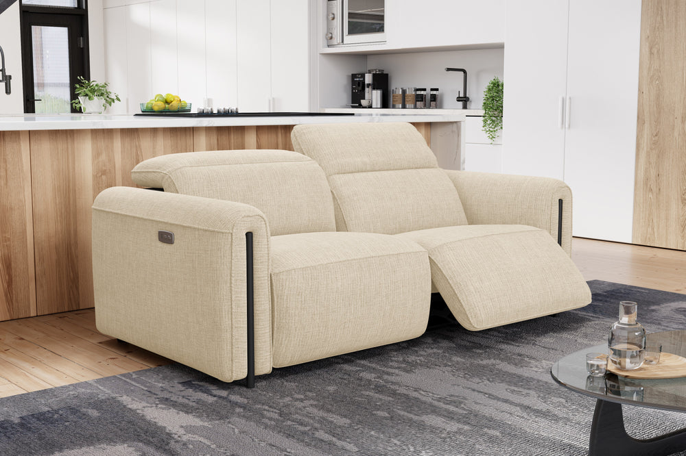 Valencia Octavia Fabric Dual Reclining Cloud Loveseat Sofa, Beige