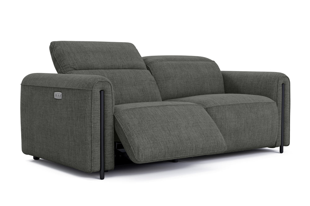 Valencia Octavia Fabric Dual Reclining Cloud Loveseat Sofa, Dark Grey