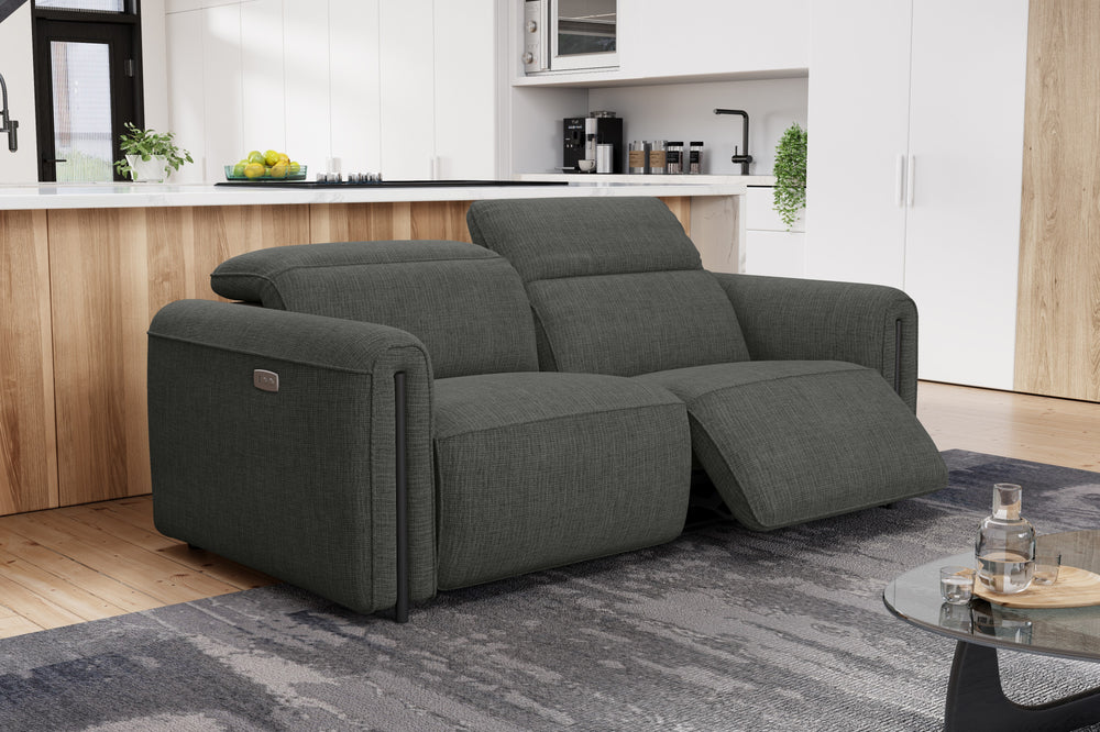 Valencia Octavia Fabric Dual Reclining Cloud Loveseat Sofa, Dark Grey