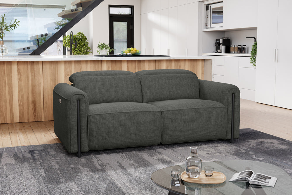 Valencia Octavia Fabric Dual Reclining Cloud Loveseat Sofa, Dark Grey