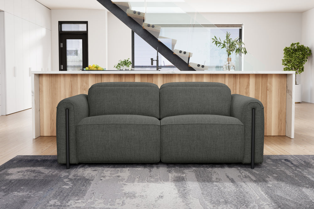 Valencia Octavia Fabric Dual Reclining Cloud Loveseat Sofa, Dark Grey