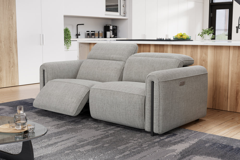 Valencia Octavia Fabric Dual Reclining Cloud Loveseat Sofa, Light Grey