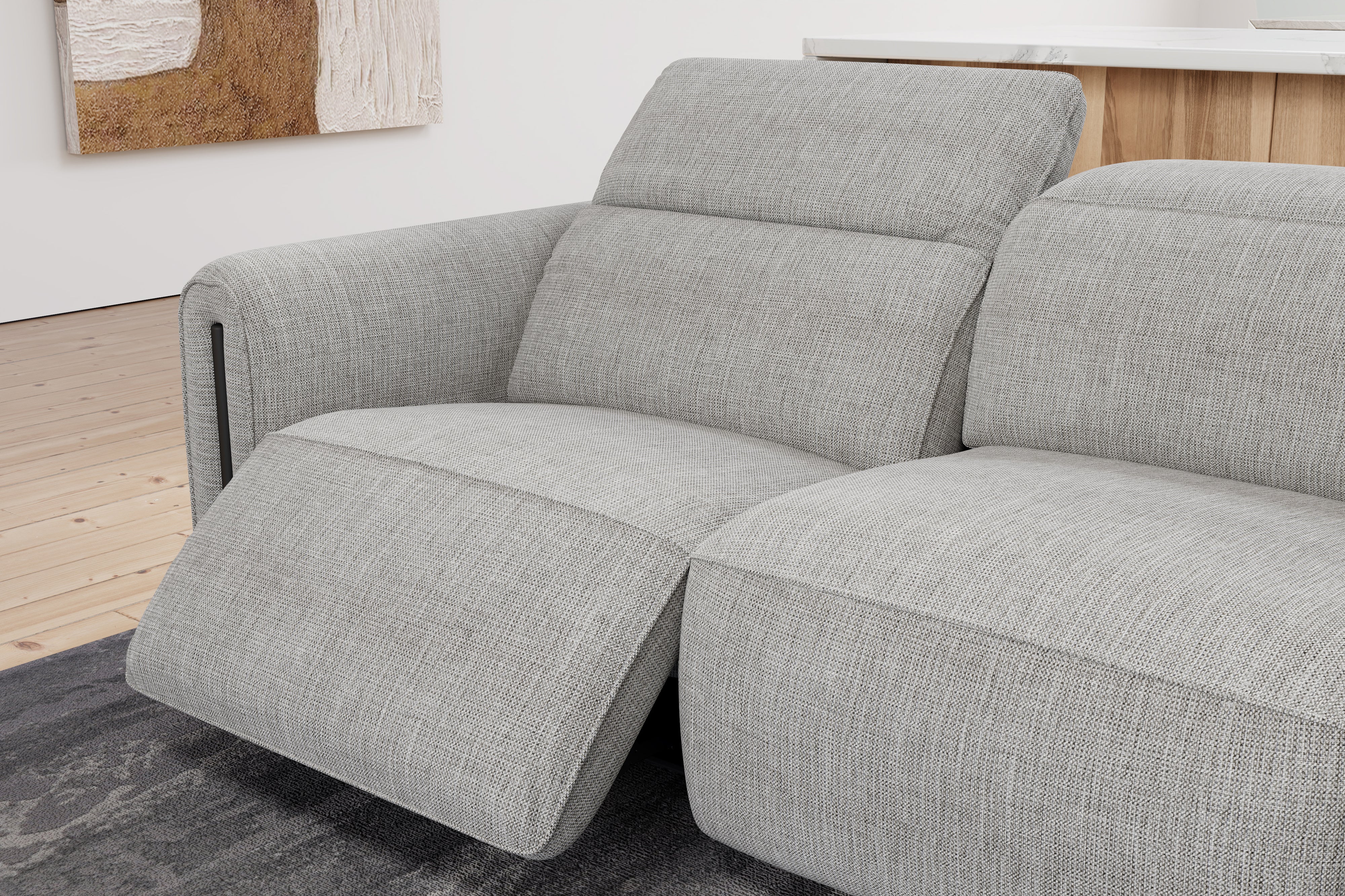 Valencia Octavia Fabric Dual Reclining Cloud Loveseat Sofa, Light Grey