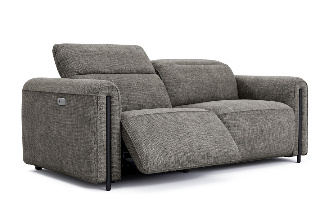 Valencia Octavia Fabric Dual Reclining Cloud Loveseat Sofa, Dark Grey