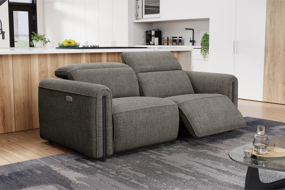 Valencia Octavia Fabric Dual Reclining Cloud Loveseat Sofa, Dark Grey