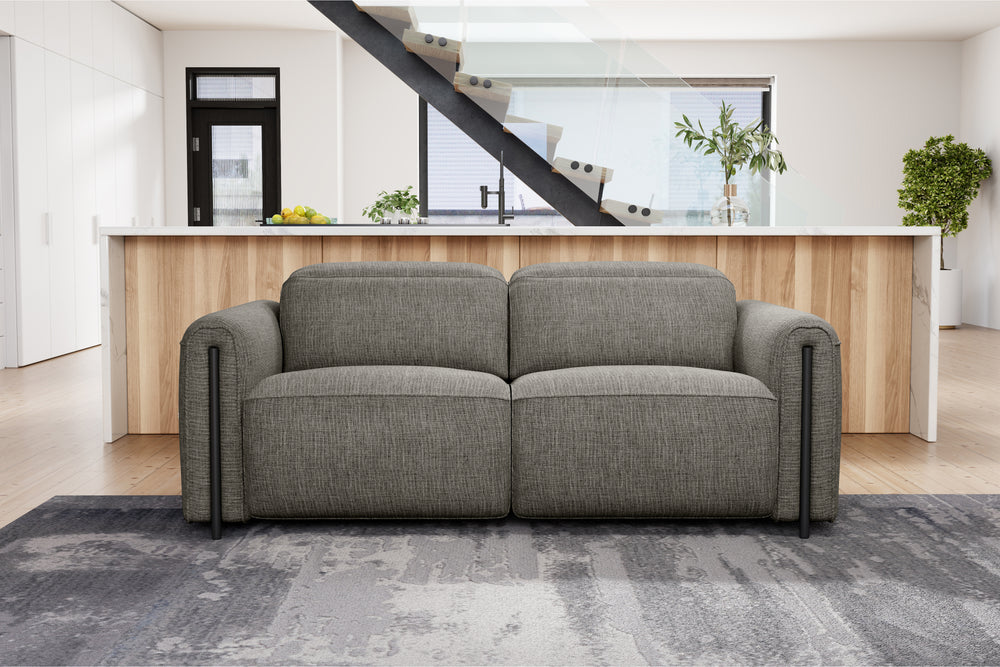 Valencia Octavia Fabric Dual Reclining Cloud Loveseat Sofa, Dark Grey