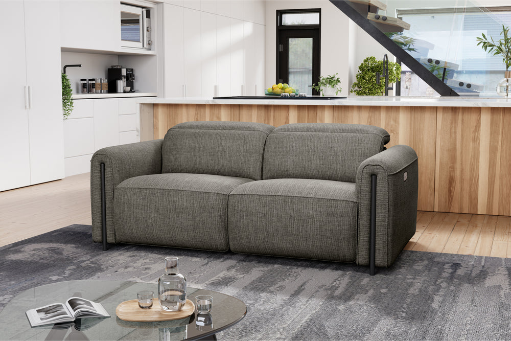 Valencia Octavia Fabric Dual Reclining Cloud Loveseat Sofa, Dark Grey