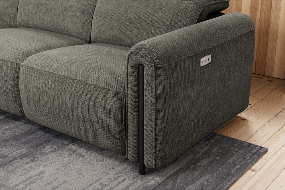 Valencia Octavia Fabric Dual Reclining Cloud Loveseat Sofa, Dark Grey