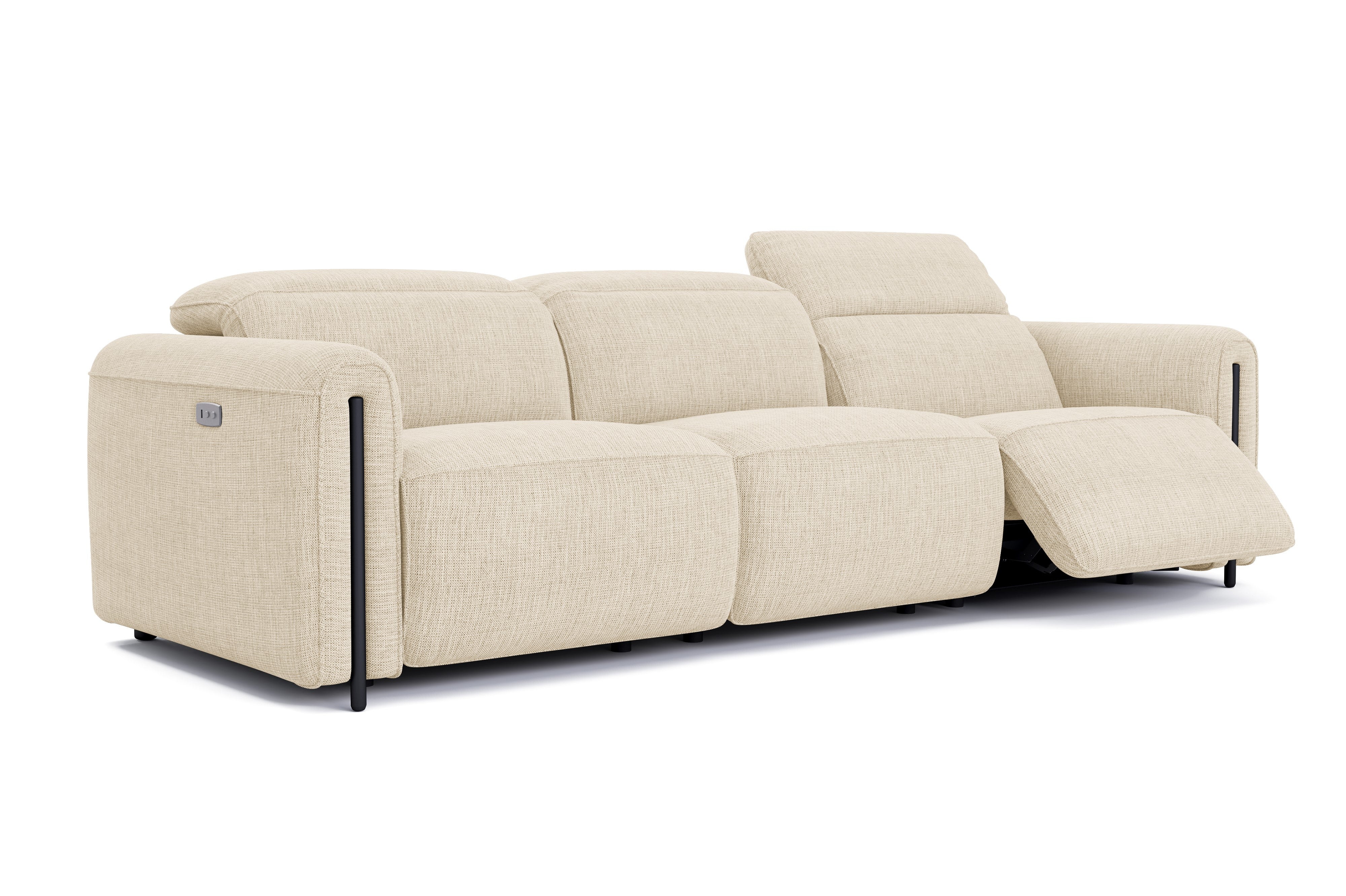 Valencia Octavia Fabric Dual Reclining Cloud Three Seats Sofa, Beige