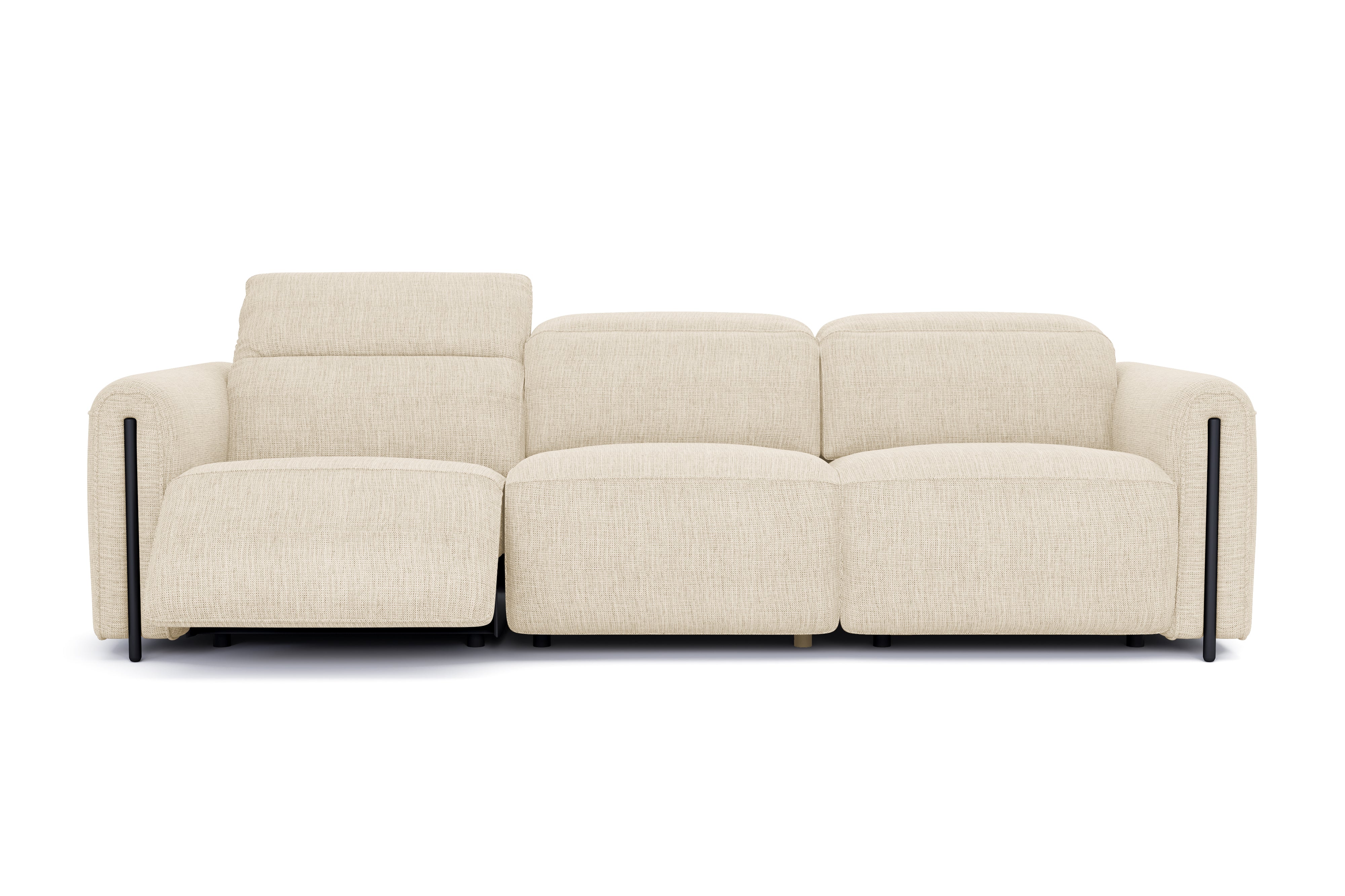 Valencia Octavia Fabric Dual Reclining Cloud Three Seats Sofa, Beige