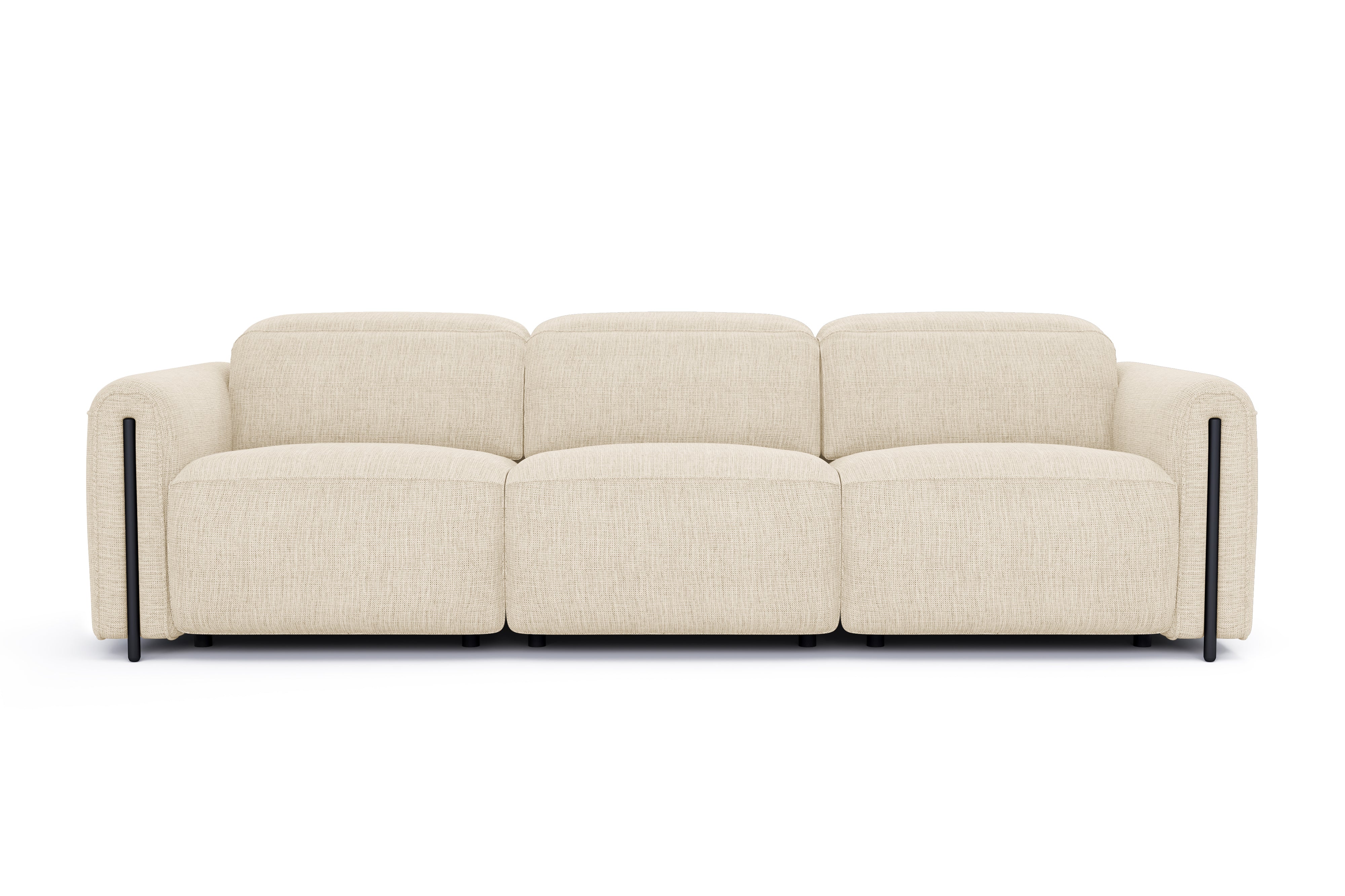 Valencia Octavia Fabric Dual Reclining Cloud Three Seats Sofa, Beige