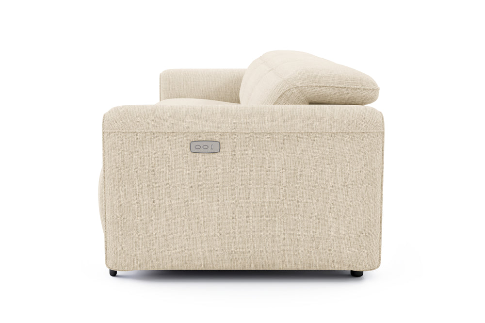 Valencia Octavia Fabric Dual Reclining Cloud Three Seats Sofa, Beige