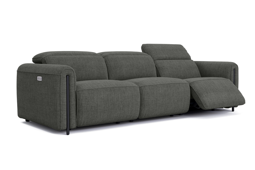 Valencia Octavia Fabric Dual Reclining Cloud Three Seats Sofa, Dark Grey